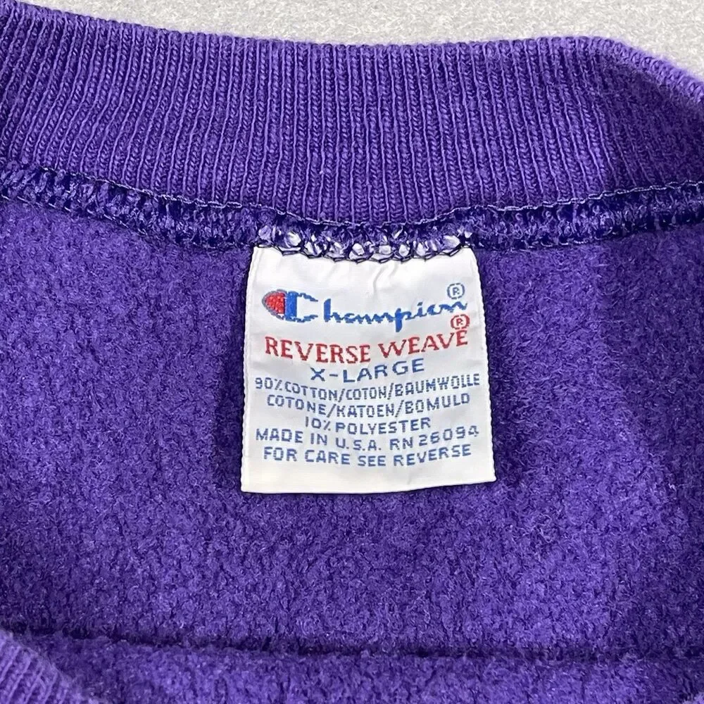 VTG Champion Reverse Wave Sweatshirt Womens XL Purple Crewneck 90s Made in USA - Picture 3 of 9